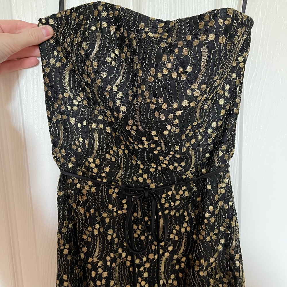 Vintage Milly Strapless Lace Metallic Dress